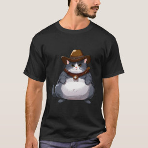 Camiseta Gatito Grasa - Gato Cowboy Fundido