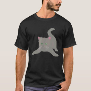 Camiseta Gatito Gris Juguetón Con Ojos Verdes  Gato