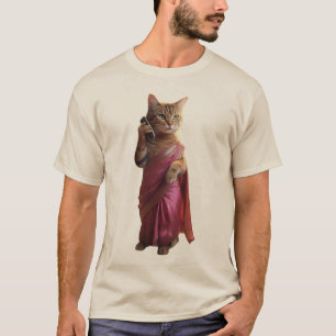 Camiseta Gatito hablante en un sari - la moda se burla