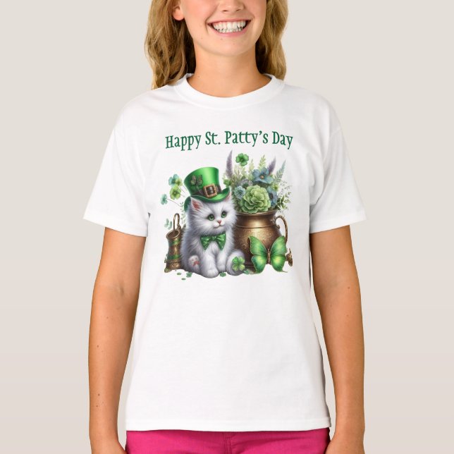 Camiseta Gatito irlandés para el Día de San Patricio (Anverso)
