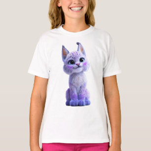 Camiseta Gatito Lince Mágico Púrpura para Niños