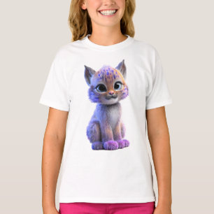 Camiseta Gatito Lince Pastel Neon Caprichoso Niños