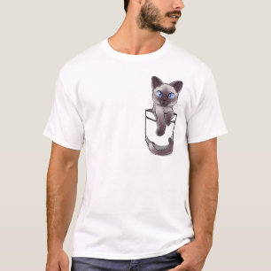 Camiseta Gatito lindo del gato siamés del bolsillo