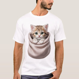 Camiseta Gatito lindo en diseño de bolsillo, arte gato ador