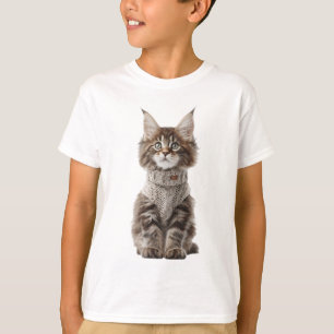 Camiseta Gatito Maine Coon Acogedor Ropa de Punto para Niño