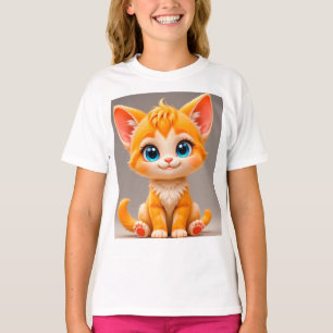 Camiseta Gatito Naranja de Dibujos Animados Adorable