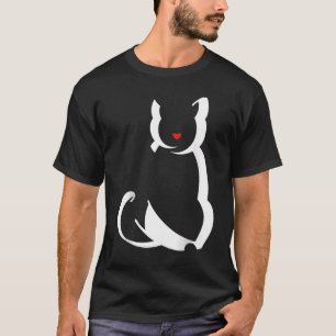 Camiseta Gatito negro con Nariz de corazón rojo Raglan