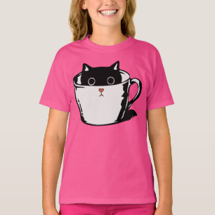 Camiseta Gatito negro con nariz roja escondido en una taza