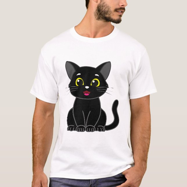 Camiseta Gatito negro feliz (Anverso)