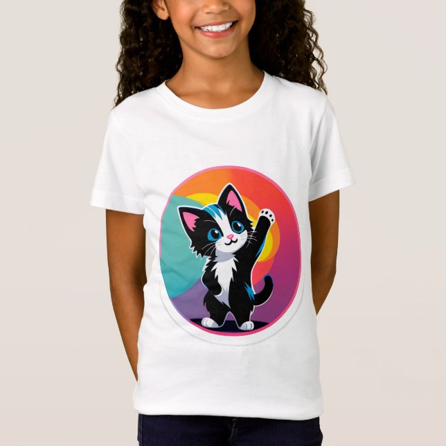 Camiseta Gatito negro juguetón (Anverso)