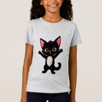 Gatito negro lindo dibujo animado con ojos grandes