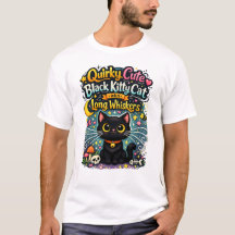 Gatito negro lindo y extravagante con bigotes larg