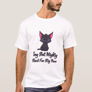 Camiseta Gatito Negro Pequeño Arte de Cita Kawaii Lindo