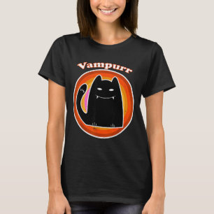 Camiseta Gatito Negro Vampiro de Halloween Drácula Gato Vam