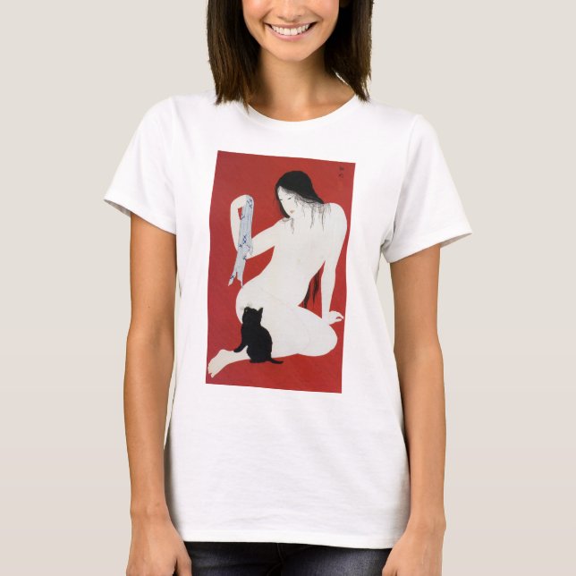 Camiseta Gatito negro y mujer, Takahashi Shotei (Anverso)