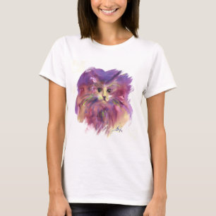 CAMISETA GATITO PÚRPURA, RETRATO LINDO DEL CAT DEL GATITO
