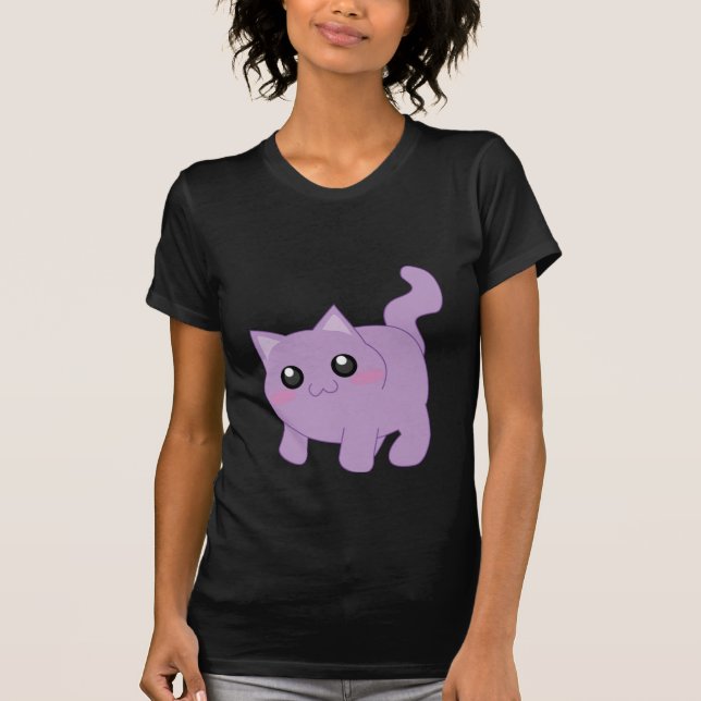 Camiseta Gatito - púrpura y lindo (Anverso)