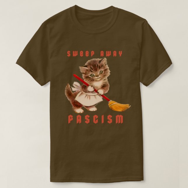 Camiseta Gatito retro lindo - Evita el fascismo (Diseño del anverso)