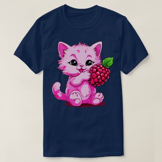 Camiseta gatito rosado gato raspberry gatito 1 (Diseño del anverso)