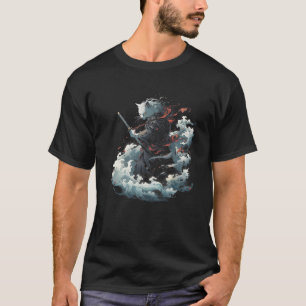 Camiseta gatito samurai anime estética guerrera ninja japon
