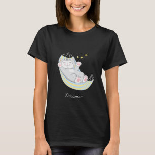 Camiseta Gatito Soñador Lindo en Hamaca