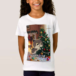 Camiseta Gatito sonriente Caos de Navidad 1 chicas