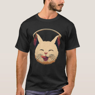 Camiseta Gatito sonriente lindo con audífonos Gato musical