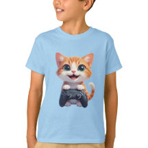 Gatito sosteniendo un mando de juego sonriendo Gat