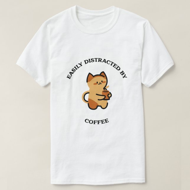 Camiseta Gatito sujetando una taza de café (Diseño del anverso)