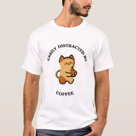 Camiseta Gatito sujetando una taza de café