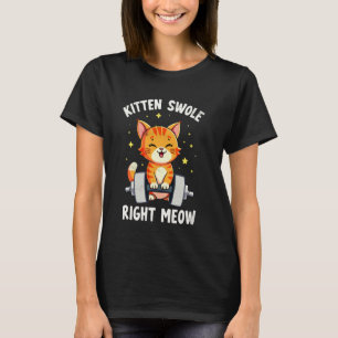 Camiseta Gatito Swole Ahora Gato Levantador de Pesas Divert