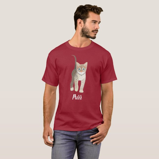 Camiseta Gatito Tabby Con Texto Granate (Anverso completo)