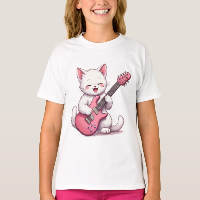 Camiseta Gatito tocando la guitarra (Anverso)