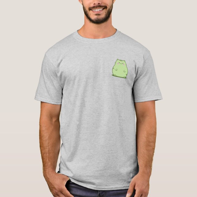 Camiseta Gatito Verde Matcha Regordete (Anverso)