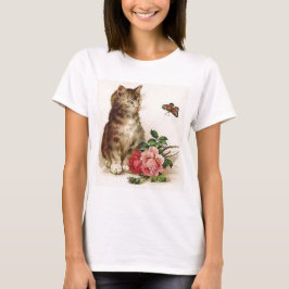 Camiseta Gatito y mariposa