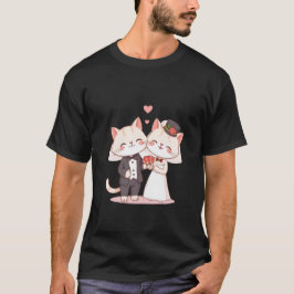 Camiseta Gatitos adorables de boda, novia y novio arte de a