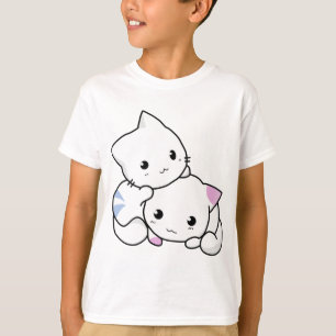 Camiseta Gatitos animados blancos lindos