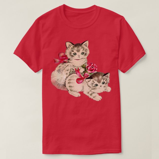 Camiseta Gatitos con arcos rosados (Diseño del anverso)