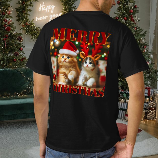Camiseta Gatitos con Santa Claus y gorras de renos 2 (Subido por el creador)