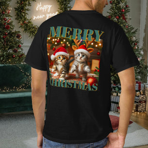 Camiseta Gatitos con Santa Claus y gorras de renos 3