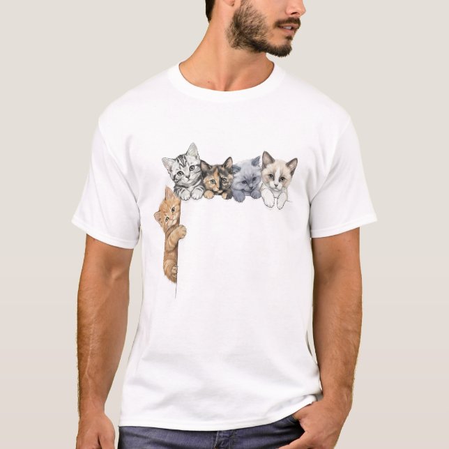Camiseta Gatitos Curiosos Personalizable (Anverso)