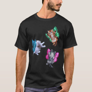Camiseta Gatitos de hadas voladoras con alas de mariposa, v