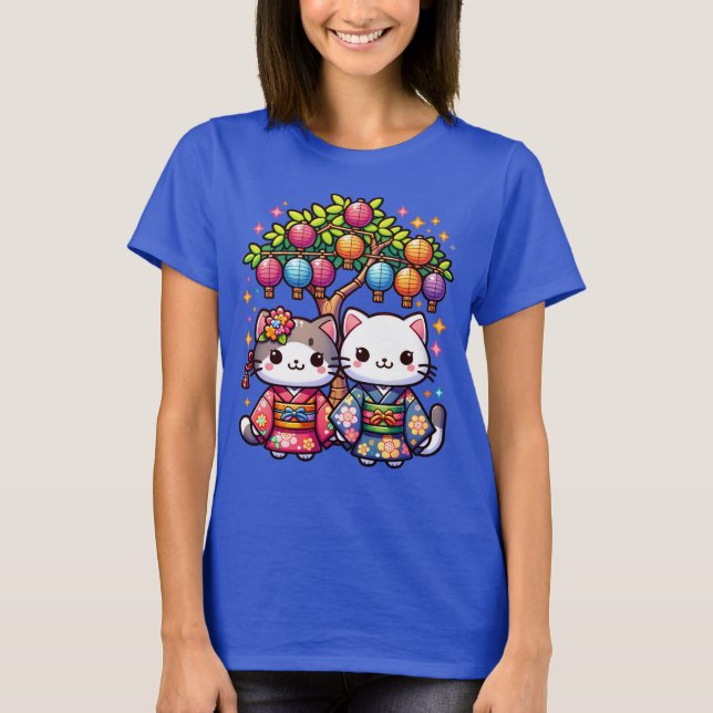 Camiseta Gatitos de Tanabata en Kimonos (Anverso)
