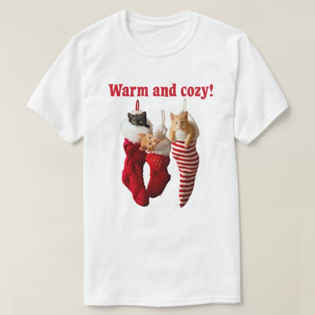 Camiseta Gatitos del navidad en medias (Diseño del anverso)