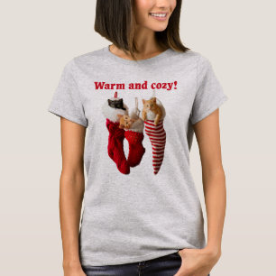 Camiseta Gatitos del navidad en medias