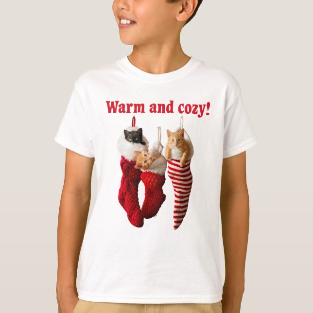 Camiseta Gatitos del navidad en medias (Anverso)