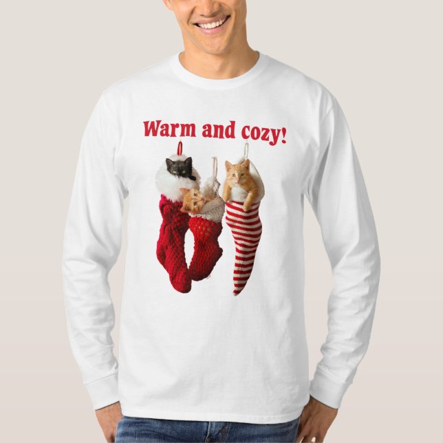 Camiseta Gatitos del navidad en medias (Anverso)
