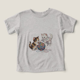 Camiseta Gatitos Divertidos con Ovillo de Hilo T-S