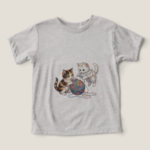 Camiseta Gatitos Divertidos con Ovillo de Hilo T-S