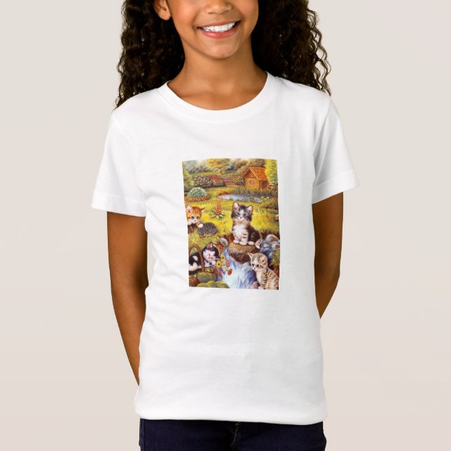 Camiseta Gatitos en un jardín (Anverso)
